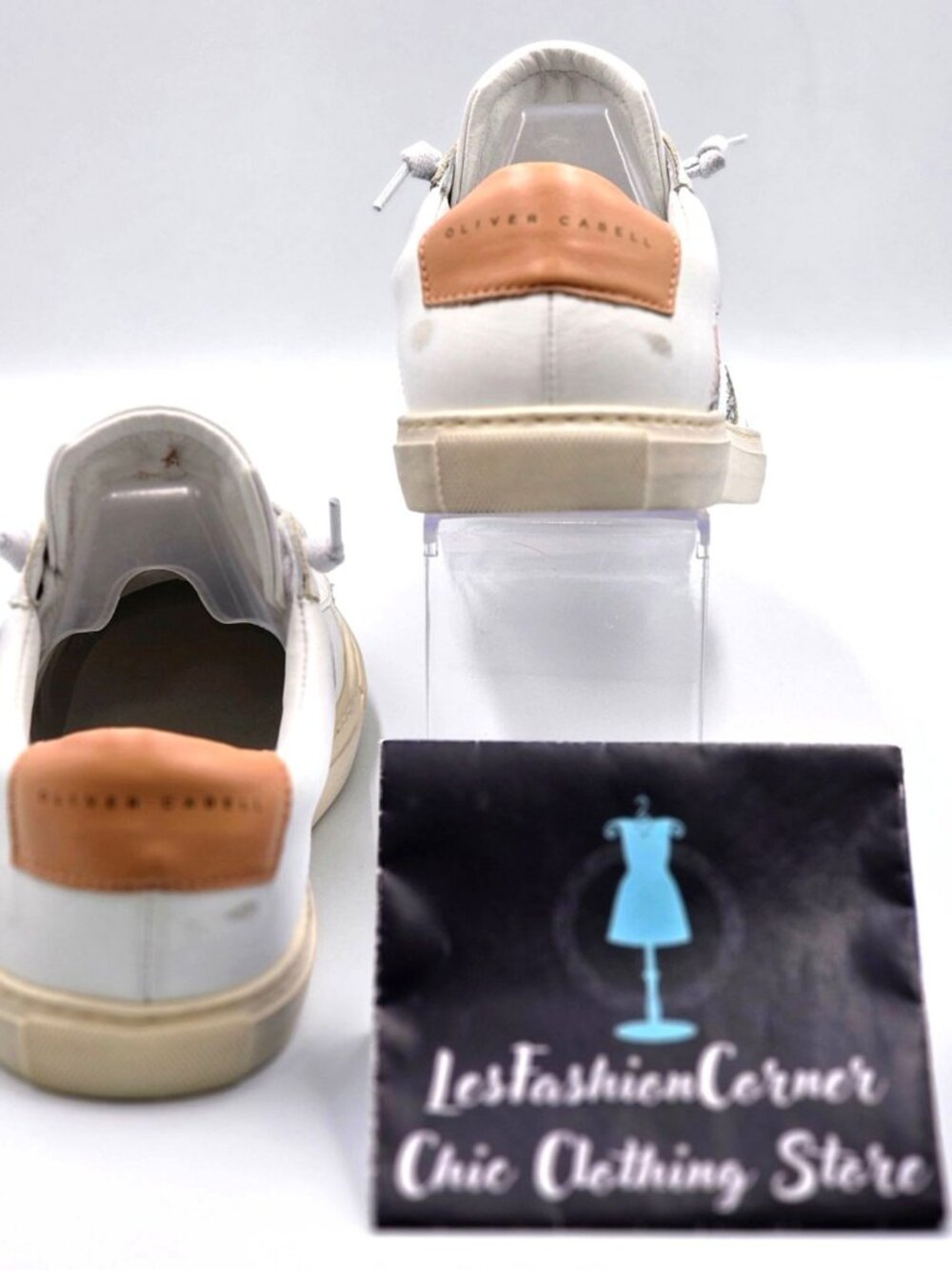 NWOB Oliver Cabell Women Low 1 LEEDS White Leather Sneakers Glitter  Sz 5.5 2254 - Picture 7 of 16